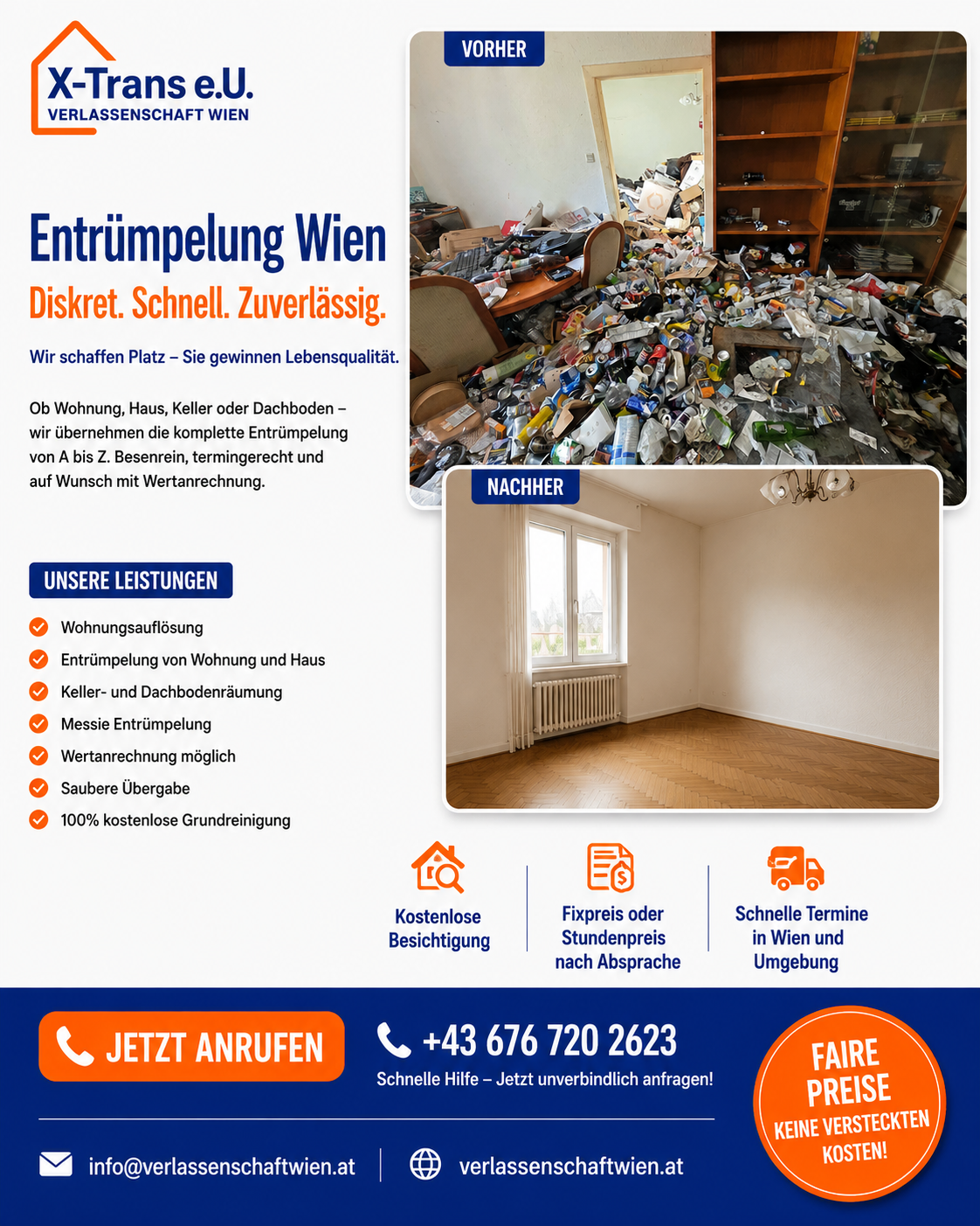 Messie-Wohnungsräumung Wien und Umgebung – weitere Leistung von Messie24